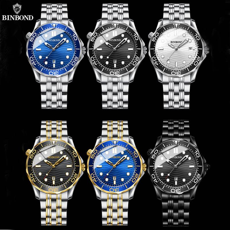 BINBOND Casual Fashion Ultra-thin Sea Horse Series Quartz Men's Watch Date Waterproof Luminous Sports Business Men's Wrist Watch