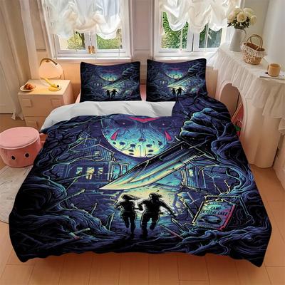 3Pcs Horror Movie Poster Artwork Bedding Sets For All Sizes New 3D Printed Bed Cover Comforter Duvet Cover Pillowcase Bedroom Decoration