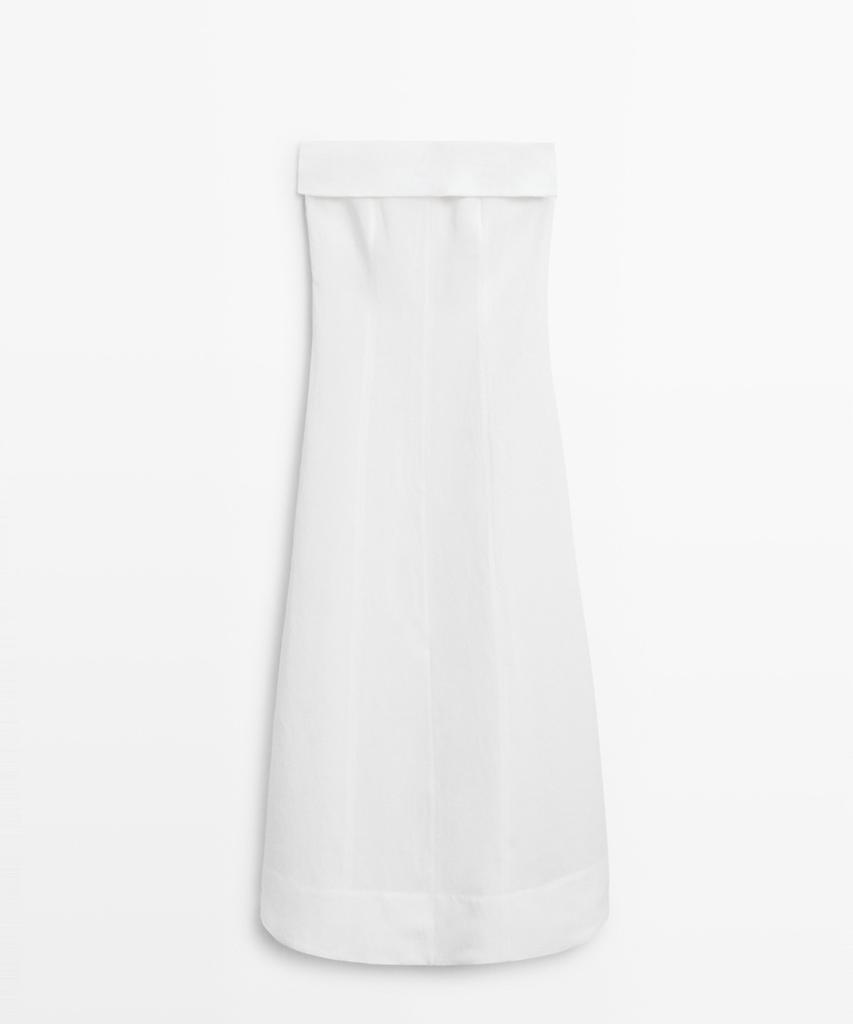 Masimodutti Linen Off-Shoulder Midi Dress