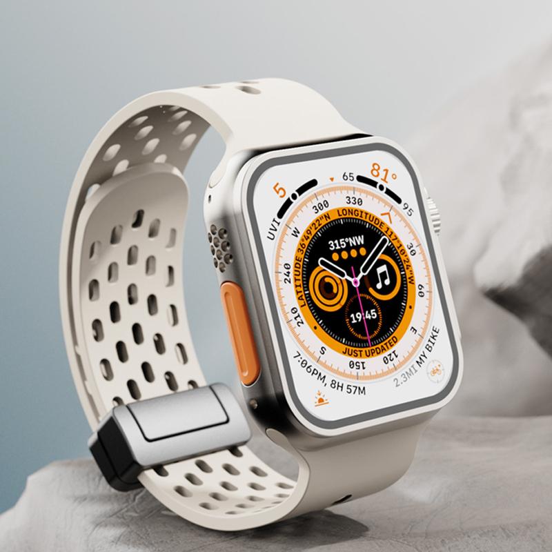 Силиконовый браслет Correa для Apple Watch Ultra band 46 мм 49 мм 45 мм 44 мм 42 мм 40 мм 41 мм Магнитный ремешок iWatch Series 10 9 8 SE 7