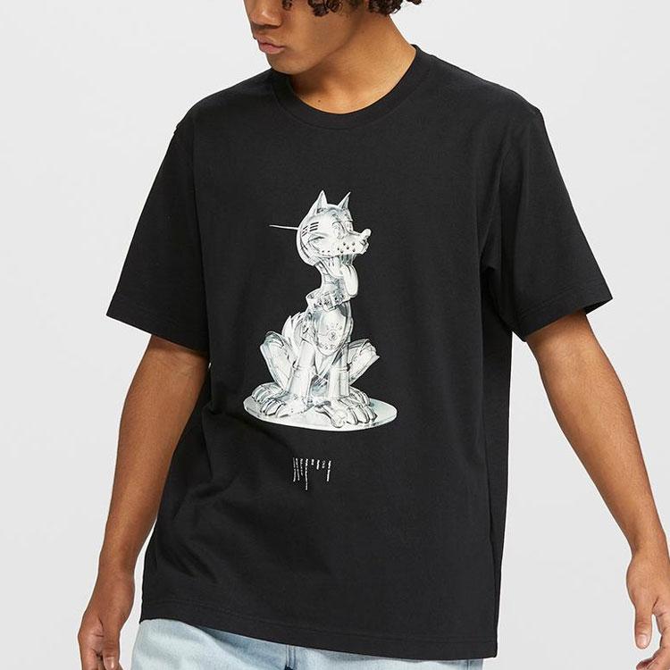 Uniqlo X NANZUKA NEO-MIYAGE Совместная работа Принт Кусанаги Футболка с коротким рукавом Унисекс Топы Черный 427276