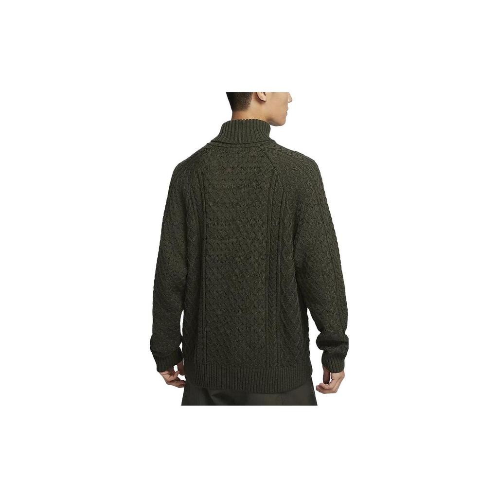 Nike Однотонный свитер с ворсистым воротником из перекрученной вязки, мужской свитер цвета хаки и зеленого FB7771-325