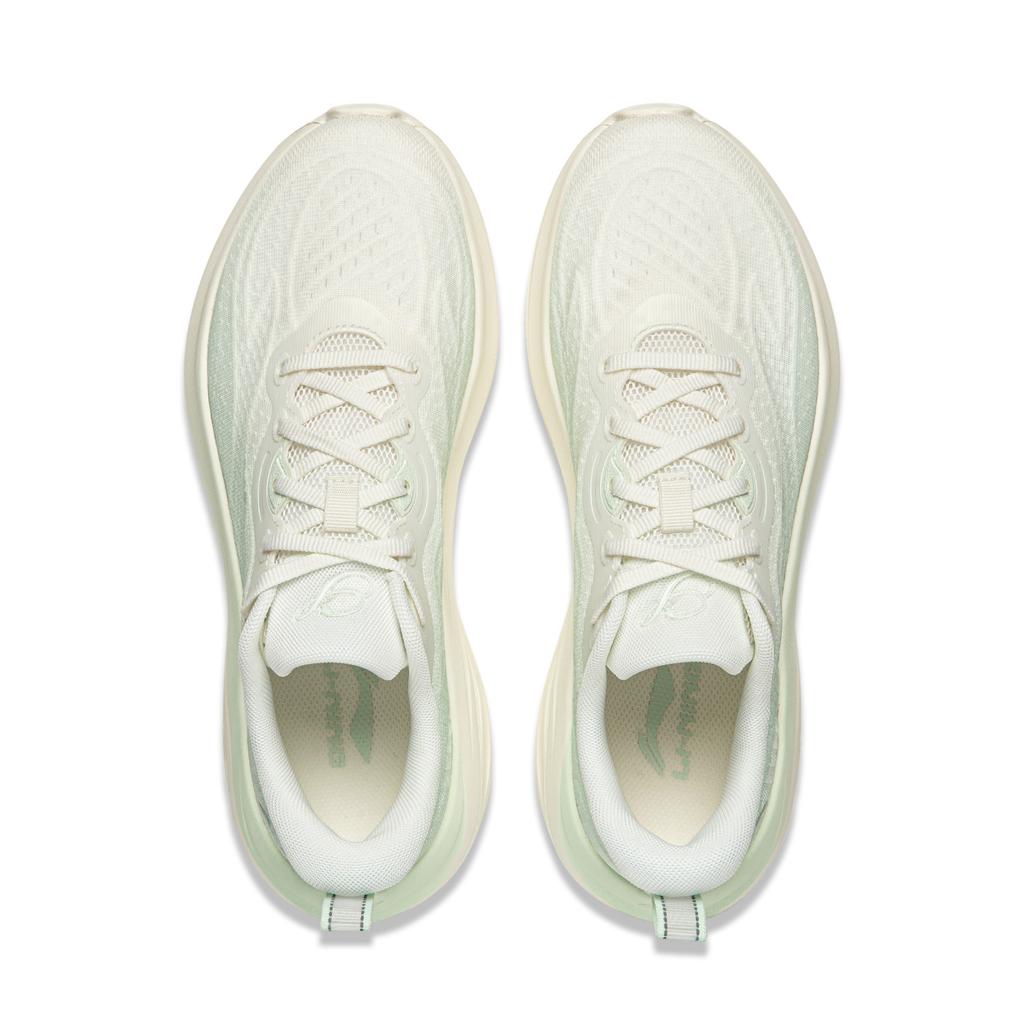 Li Ning Ling Bo V3 Толстая подошва Увеличивающие рост Универсальные Мягкие Упругие Беговые кроссовки Женская кроссовка Белый Зеленый ARSW112-4