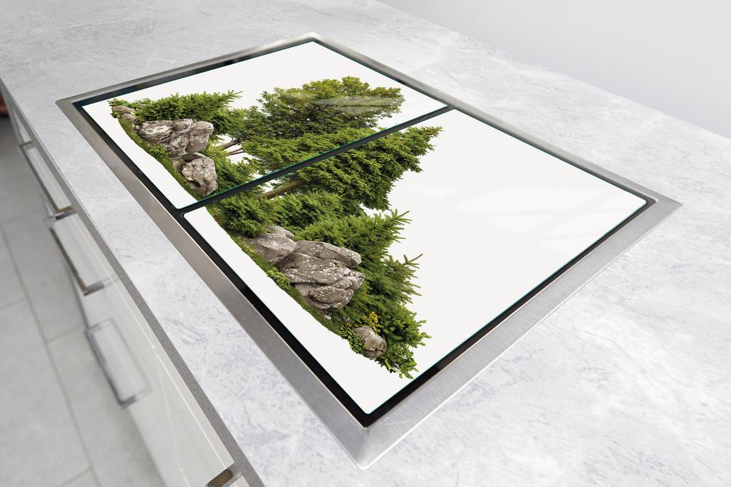 СТЕКЛЯННАЯ ЗАЩИТНАЯ ПАНЕЛЬ ДЛЯ КУХНИ 2x35x52 ДЕРЕВЬЯ