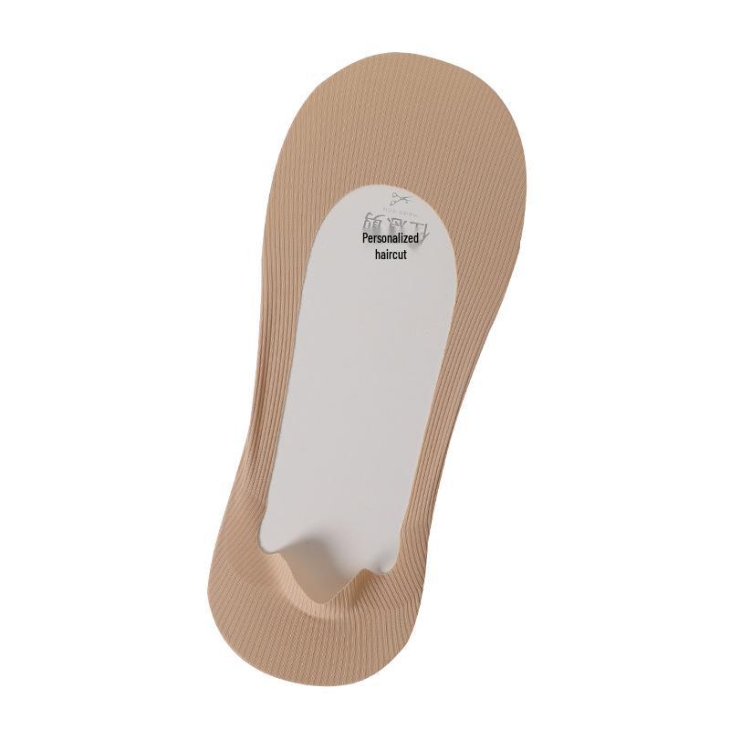 Женские нескользящие невидимые носки-лодочки из ледяного шелка - Низкая посадка, Нескользящая пятка, Тонкие, Однотонные, Регулируемая длина