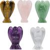 Mookaitedecor Набор из 5 Разноцветных Хрустальных Фигурок Ангелов, Миниатюрная Статуэтка Ангела-Хранителя 1,5 дюйма, Резьба по Камню, Карманная Скульптура для Дома, Комнаты, Офиса, Стола