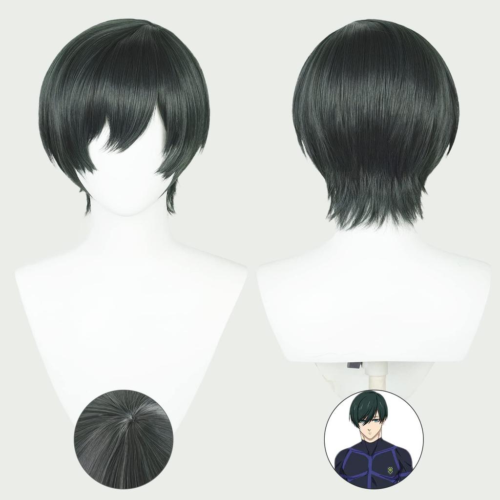 Blue Locks Rin Itoshi Wig, Cosplay Wig, High Temperature Resistant, School Festival Wig with Net (Rin Itoshi Wig)