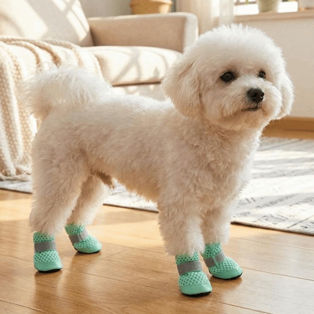 4PCS/SET Anti-Slip Dog Mesh Shoes Breathable Dog Foot Cover Lightweight Puppy Boots Summer Walks