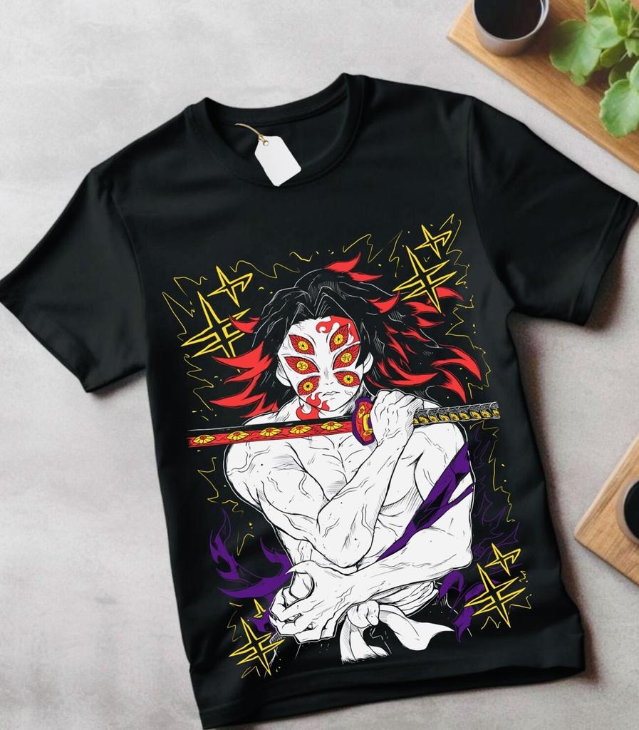 2026 Summer Demon Slayer Anime Kokushibo Printed Loose Shortsleeved Pure Cotton Childrens Tshirt Unisex Casual Loose Y2k