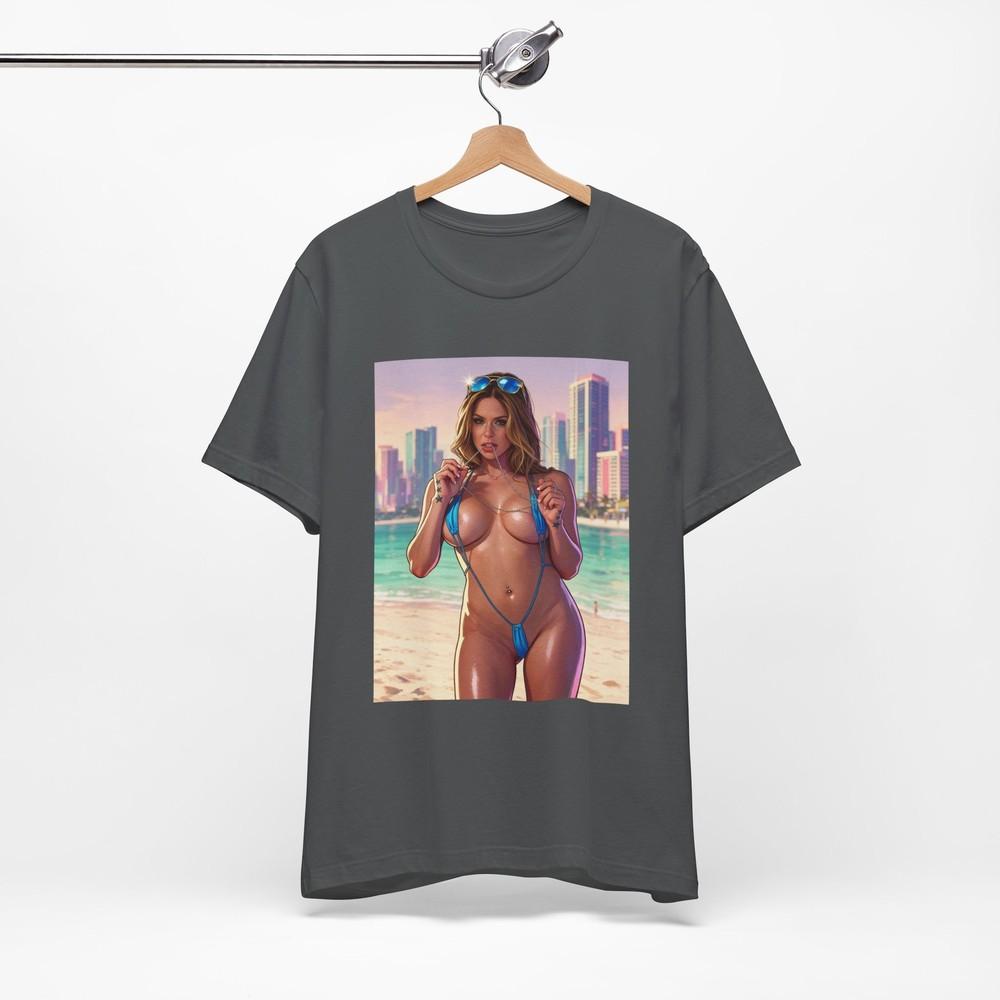 Футболка с пин-ап принтом Rachel Roxxx Bikini | Футболка с графическим принтом GTA 6 Streetwear