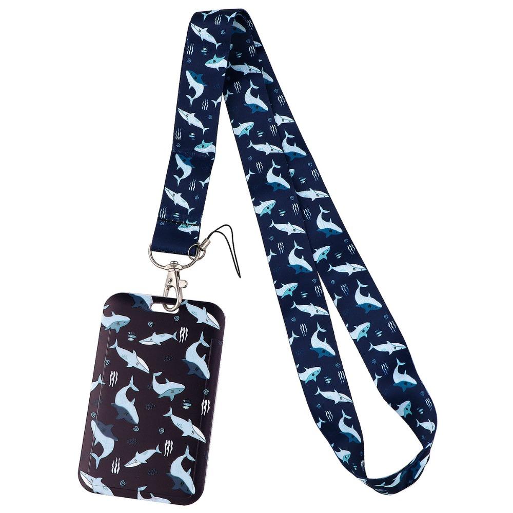 Whale Business Card Holder With Lanyard Credit Card Holders New Bus Card Cover Case