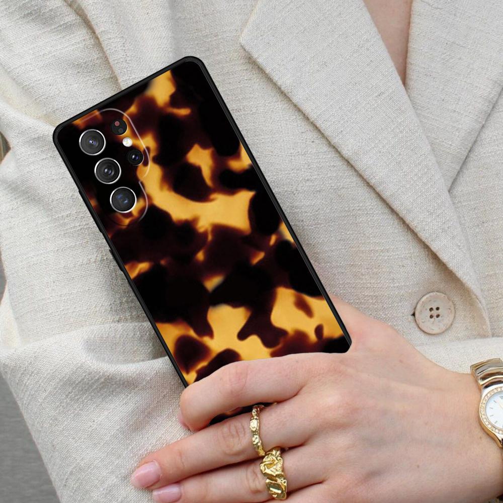 Tortoise Shell Pattern Marble Cell Phone Case for Samsung Galaxy S26 Ultra S25 S24 S23 S22 S21 S20 Note10 Cover