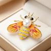 Fashion Enamel Honey Bee Brooch Shiny Rhinestone Faux Pearl Durable Alloy Pin for Coat Dress Scarf Gift for Girls