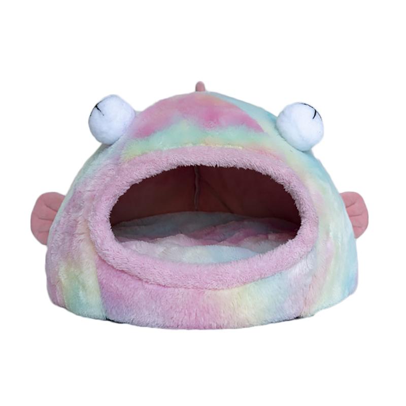 Кровать для домашних животных, мягкий домик в форме рыбы, плюшевые спальные кровати для кошек, гнездо, зимняя теплая конура, коврик для кровати для домашних животных, пещера для щенков, кошек, товары для домашних животных