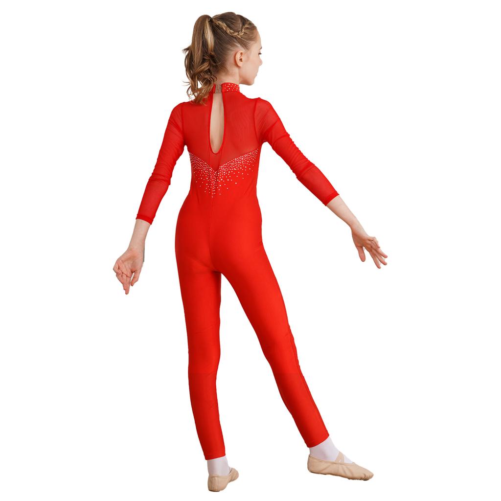 Kids Girls Long Sleeve Ballet Dance Gymnastics Leotard Jumpsuit Unitard Dancewear