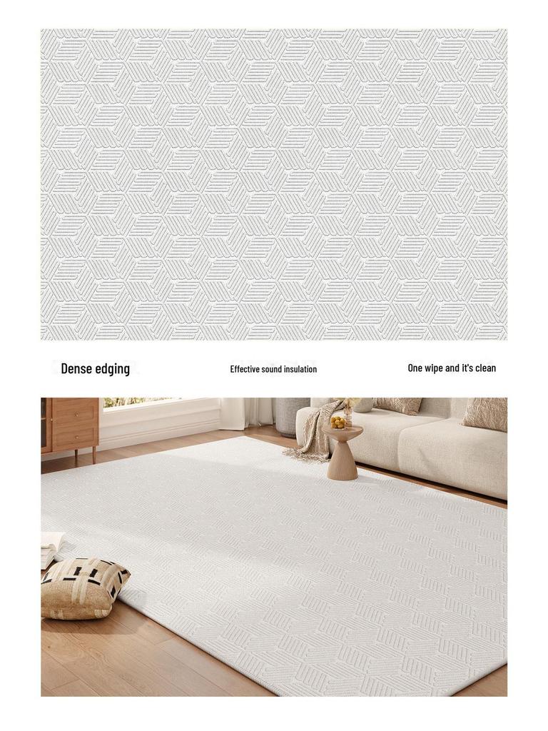 2024 Роскошный бархатный водонепроницаемый ковер для гостиной - не требует стирки, однотонный, простой дизайн, напольный коврик