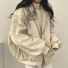 Lady Winter Coat Thick Fleece Lining Loose Hooded Long Sleeves Solid Color Double-sided Wear Zipper Closure Work Dating Travel Jacket