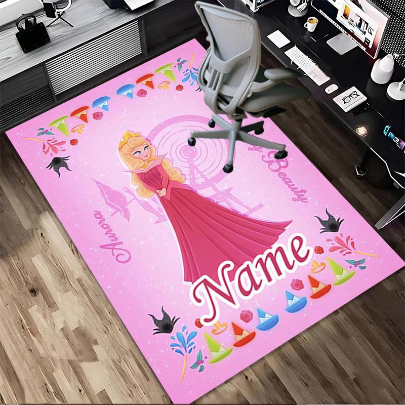 Personalized Name Princess Aurora Living Room Non-Slip Area Rug Soft Carpet for Bedroom Kids Playroom Sofa,Office Home Decor Doormat