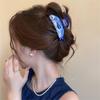 Hip-Hop Blue & White Fish-Shaped Hair Claw Clip - Large Oval Shark Sardinia-Inspired Design with Realistic Eyes, Hair Accessory