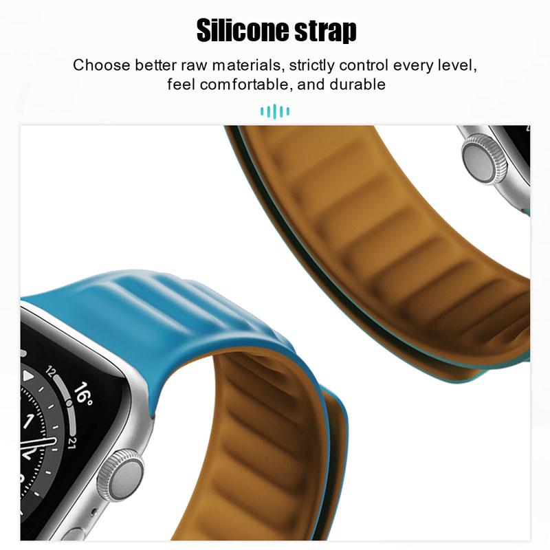 Силиконовый ремешок-звено для Apple watch band 44мм 40мм 45мм 41мм 46мм 49мм Магнитный браслет Loop iwatch series SE 7 8 9 ultra 2 10