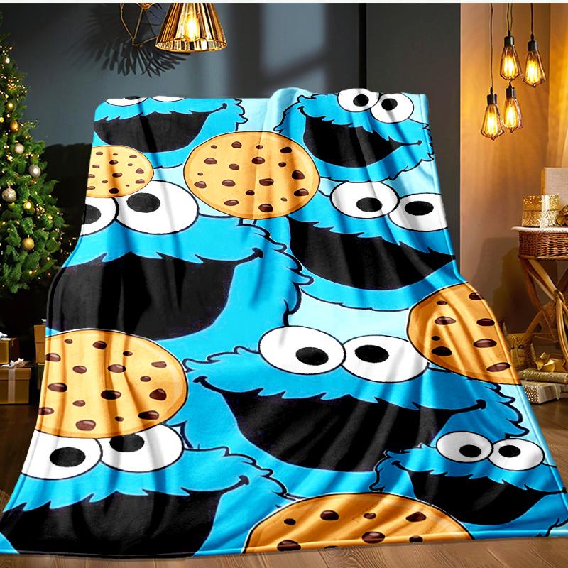 Colorful Sesame Muppets Together Blanket Flannel Throw for Sofa, Indoor, Camping, Living Room, Office, Chair, And Bed Soft Birthday Gift
