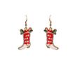 New Christmas Drip Oil Stud Earrings: Red & Green Tree, Snowman, Boots, Bells – Cute Cartoon Jewelry