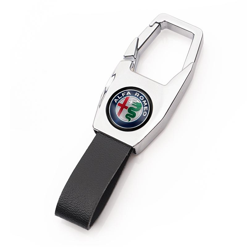 KYMI3 Zinc Alloy Car Key Chain Boutique Keychain Keyring Pendant Car Interior For Alfa Romeo 4C 159 166 Spider Giulia 156 147 8C GT