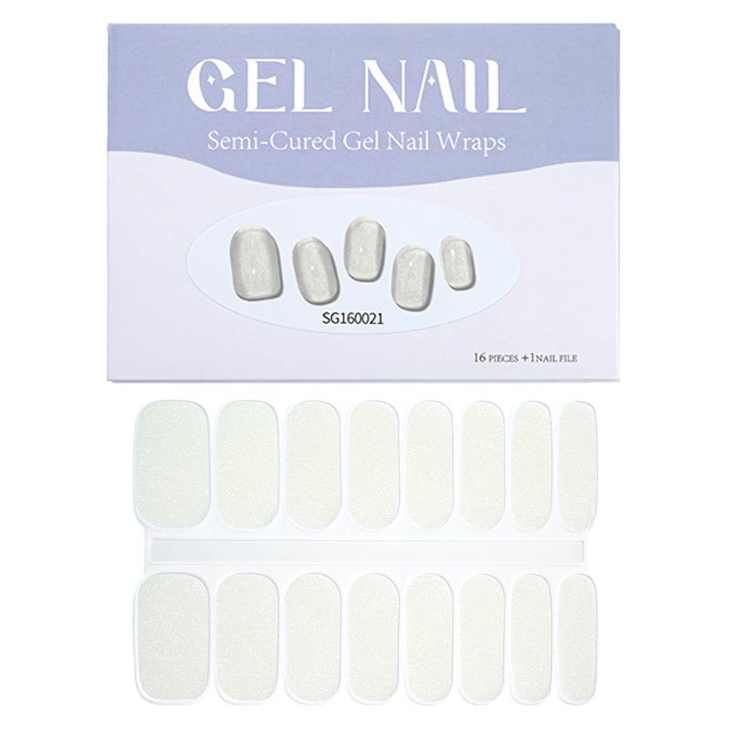 Thin Lamp Style Gel Nail Sticker 16-finger Extended Semi-curing Nail Sticker