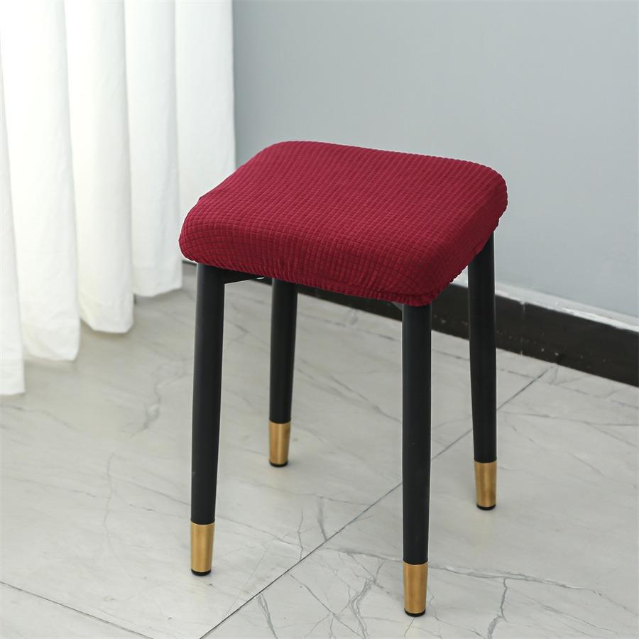 1pc Thickened Square Stool Cover High Stretch Plaid Chair Seat Slipcover Removable Bar Stool Protector for Kitchen Dining Room