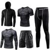 Compression Wear Training Breathable and Odor Resistant Running Long Sleeve Short Sleeve Half Sweat Quick Inka Black L [foveitaa] Set, Men's Wear,