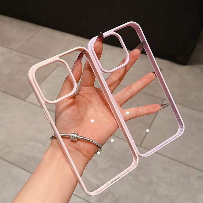 Роскошный прозрачный чехол для телефона конфетного цвета для iPhone17 11 12 13 14 15 16E 17Air Pro Max Plus Чехол с прозрачным акриловым бампером