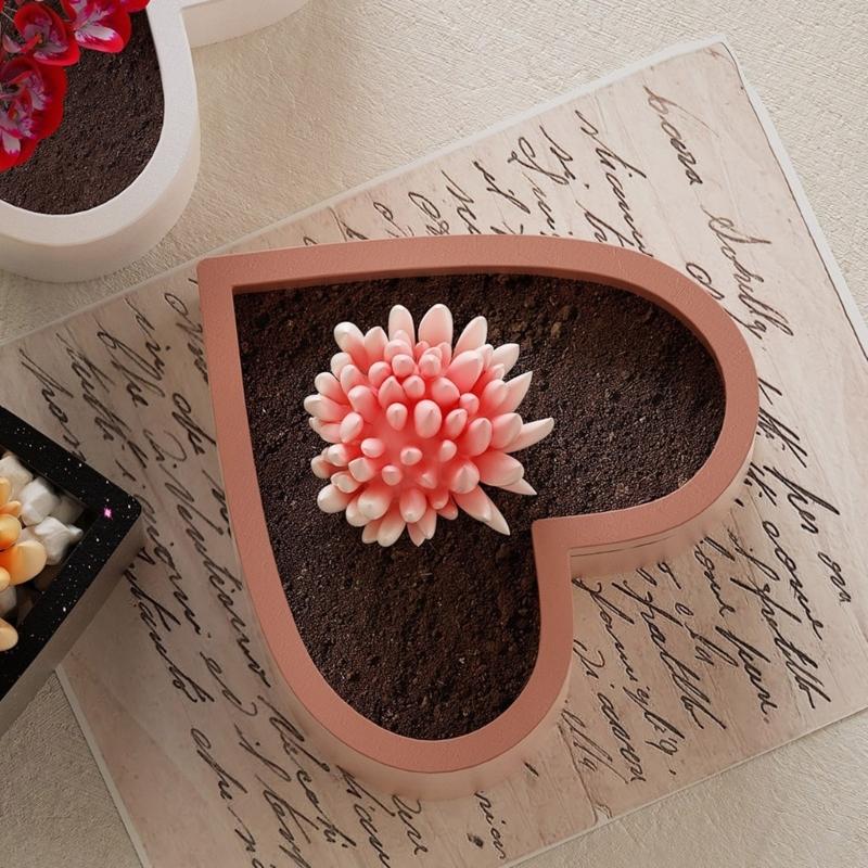 Creative Heart Shaped Silicone Mold Candle Cups and Planter Making Mould Epoxy Resin Candle Holder Decoration Mould