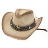 Model Western Cowboy Straw Hat Fringed Sunscreen Sun Hat Ethnic Style Hollow Beach Hat Ins Style