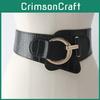 Womens Wide Elastic Waist Belt For Dresses And Coats With Cshaped Buckle And Stitching Design