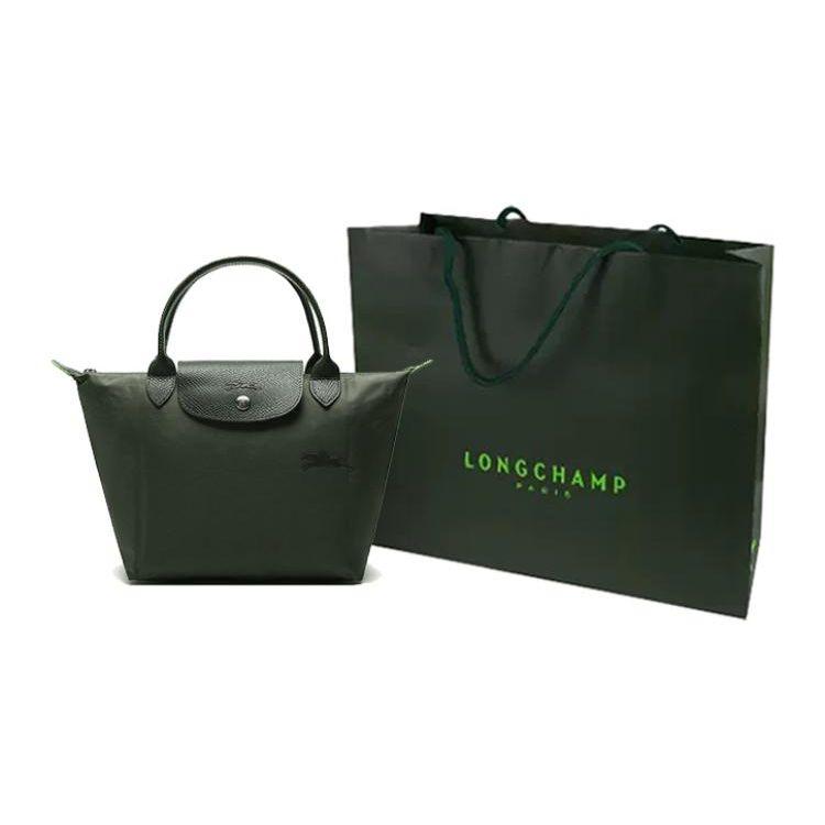 Longchamp Le Pliage Green 23 Сумка-тоут с короткими ручками Экологичная холщовая сумка-пельмень Маленькая женская сумка-тоут Лесной зеленый 1621919479