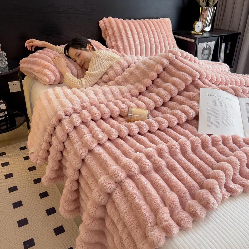 Флисовое одеяло Niche: Фланелевое одеяло с имитацией меха кролика для односпальной/двуспальной кровати