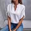 2024 Women's Casual Summer V-neck Loose Solid Color Blouse