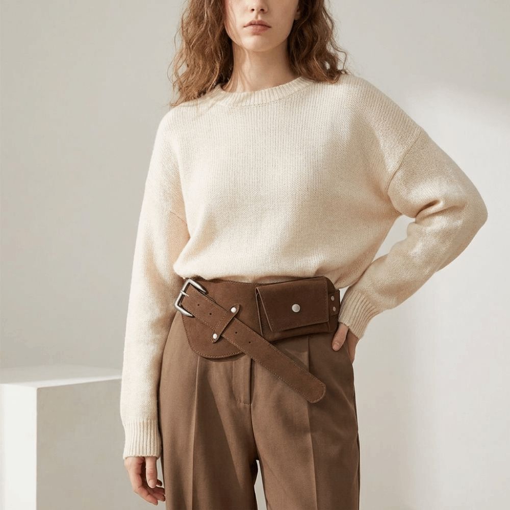 Zinc Zinc Alloy Maillard Waist Belt Wide Suede Waist Bag Belt Fashion Pin Buckle Waistband Daily Outfits