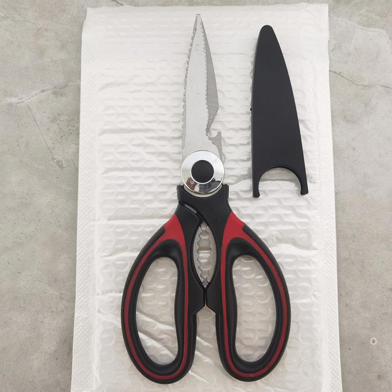Многофункциональные кухонные ножницы: Нож для куриных костей из нержавеющей стали, бытовые ножницы для мяса, скребок для снятия чешуи с рыбы, открывалка для бутылок.