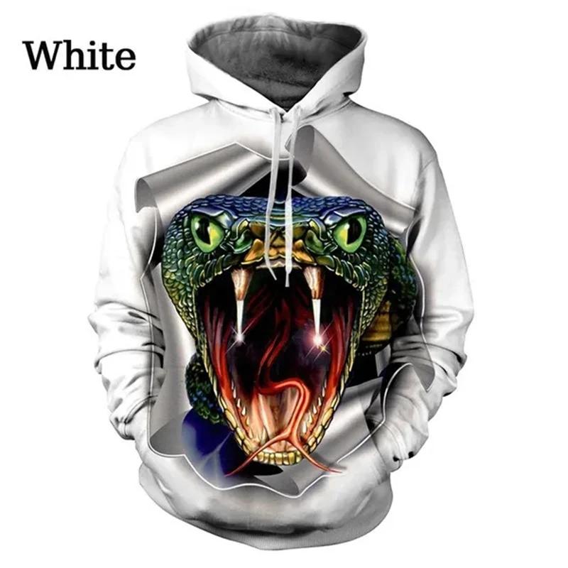Мода Мужская Женская 3D Толстовка с принтом змеи Личность Креативный принт змеи Топ с длинным рукавом Толстовки Женские Уличная одежда Толстовки
