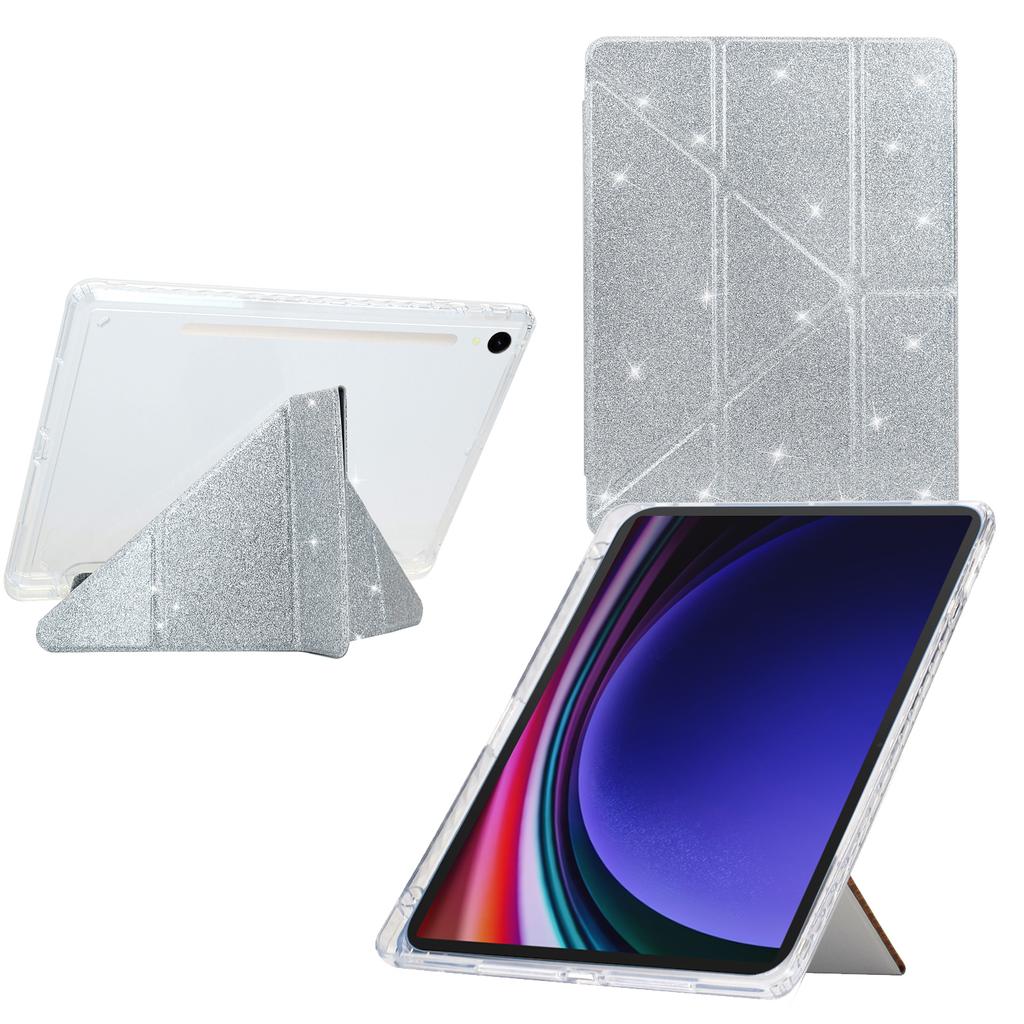 Tablet Case For Samsung Galaxy Tab S10 FE/S9 FE/S9 Y-Fold Stand Glitter Leather TPU Acrylic Clear Cover