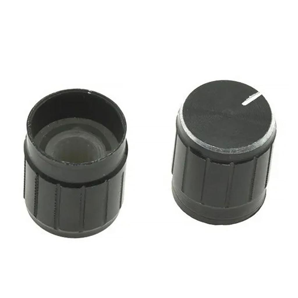 Rosfix Gałka Potencjometru 15mm – Aluminium I ABS | Wysokość 17mm | Czarna Z Srebrnym Wskaźnikiem