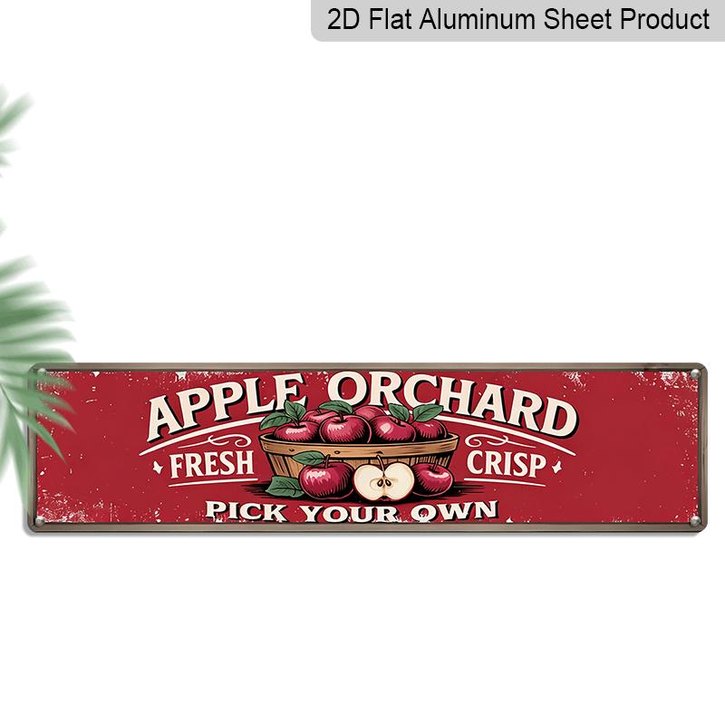 2D Flat Design, Single Piece, Alumium Decorative Sign and Plaque, "Apple Orchard Self-Pick" Metal Sign, Picking Theme, Autumn Festival Decoration