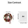 Artificial Christmas Wreath with Red Ornaments, Velvet, Dried and Flowers, Holiday Front Door Hanging Decor