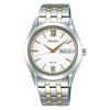 Seiko Selection SBPX085 Мужские часы на солнечной батарее Серебристый Желтое золото Сапфировое стекло Нержавеющая сталь Белый циферблат