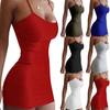 Dress Sexy Slim-fit Solid Color Women Suspender Dress for Party