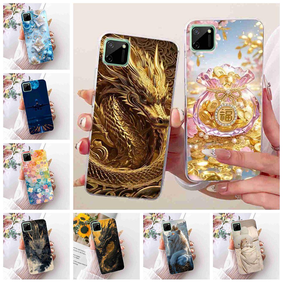 For Oppo Realme C11 Case RMX2185 Cute Cat Cartoon Soft Silicone Phone Back Cover For Realme C11 C 11 RealmeC11 2020 Case Capa