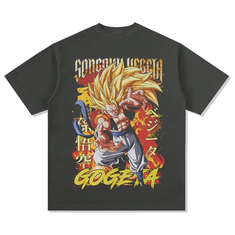 Летняя футболка унисекс оверсайз с принтом Годжеты из Dragon Ball, хлопок, винтаж, повседневная, для фанатов, стритвир