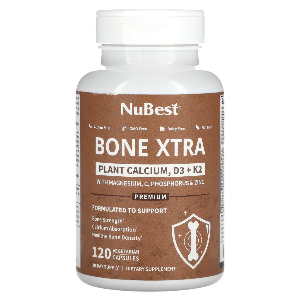 NuBest Bone Xtra, Vegetable Calcium, D3 + K2, 120 Veggie Capsules