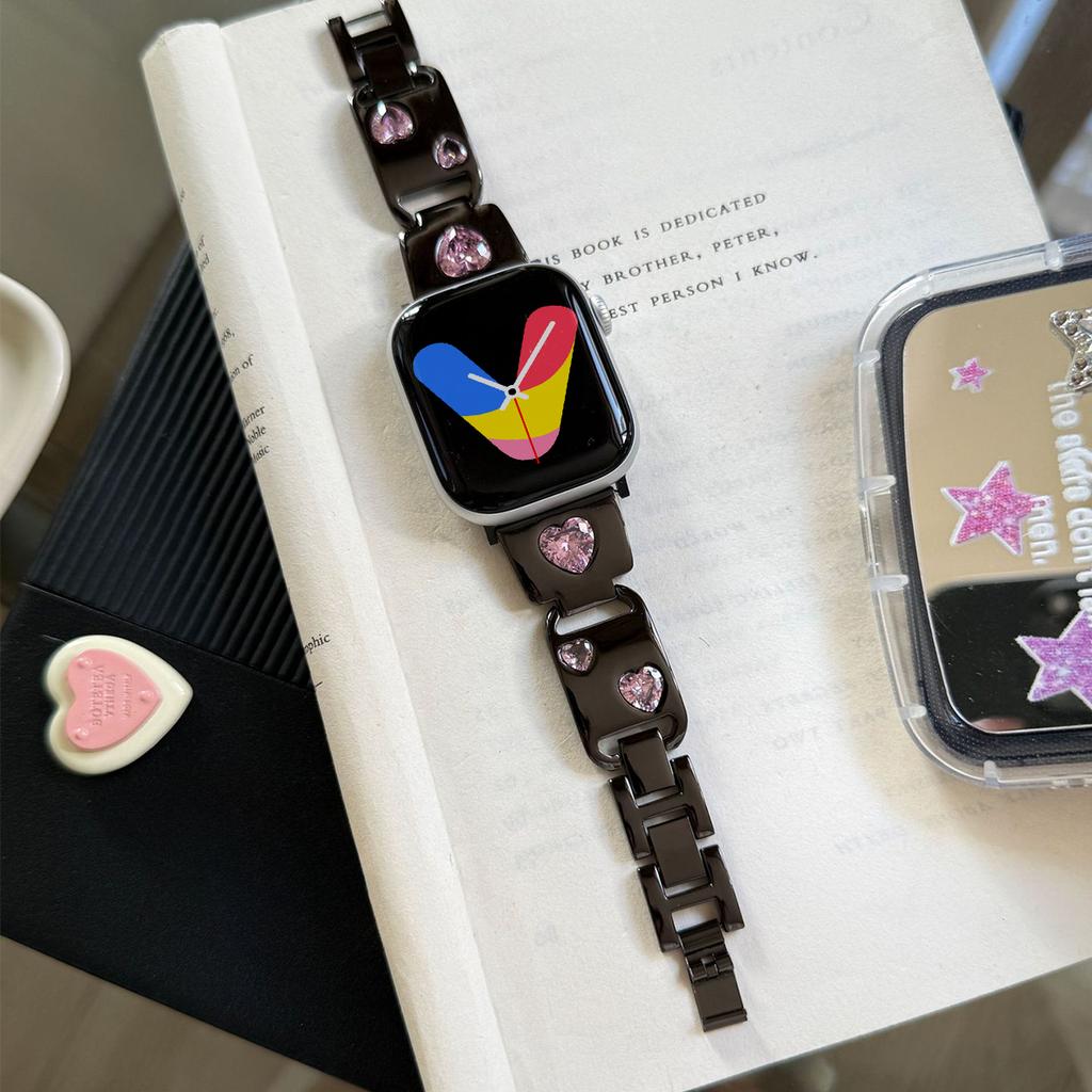 Heart Diamond Strap for Apple Watch S11 10 9 8 7 6 5 Ultra 3 SE3  Metal Bracelet For Iwatch Band 38 40 41 42 44 45 46 49mm Band